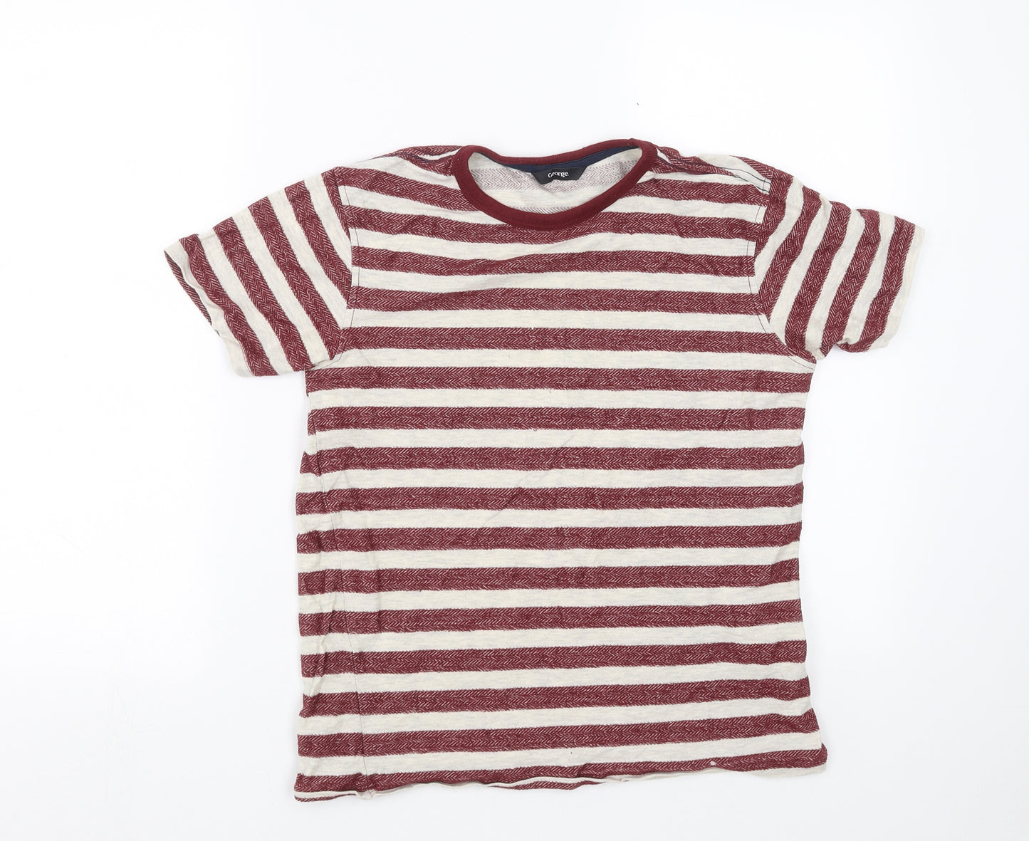 George Boys Red Striped  Basic T-Shirt Size 13-14 Years