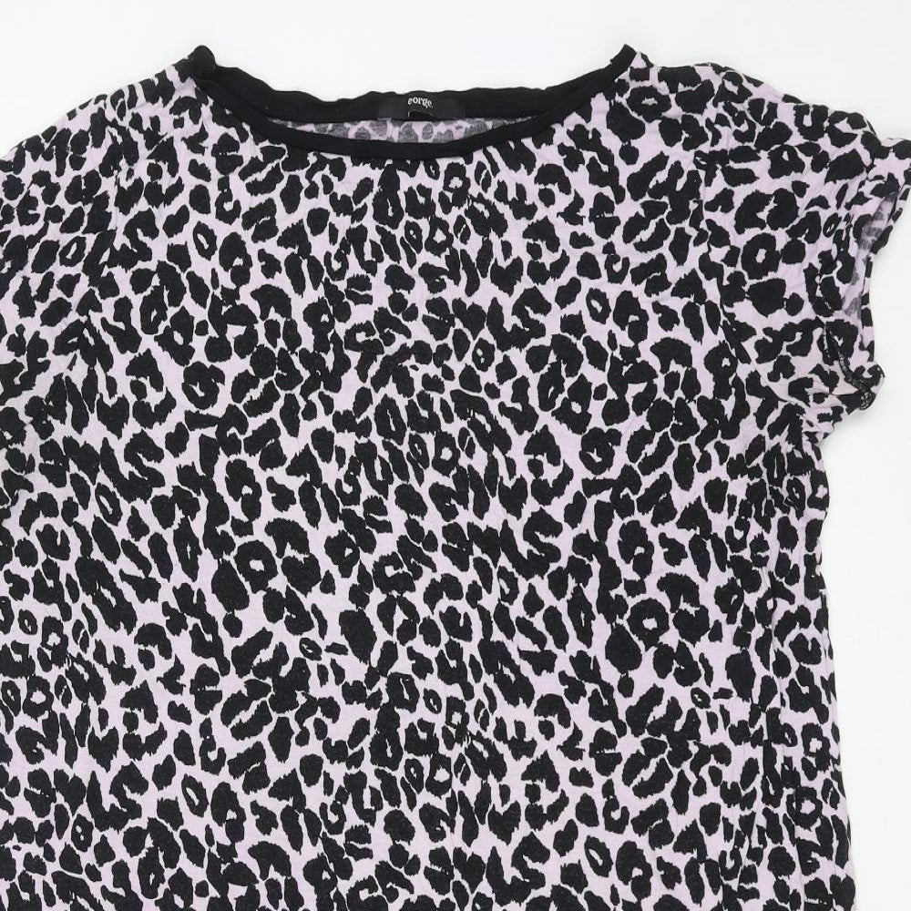 George Womens Purple Animal Print  Basic T-Shirt Size 18