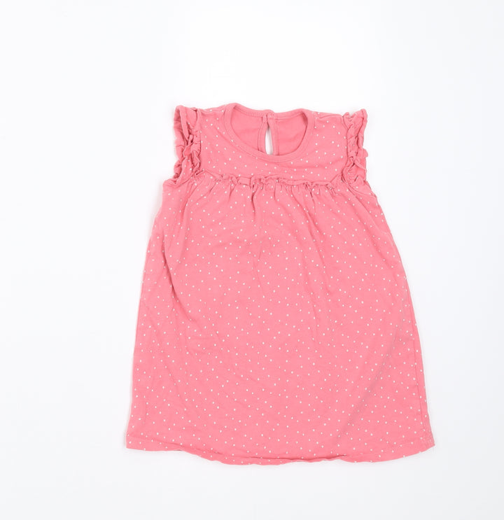 George Girls Pink Polka Dot T-Shirt Dress Size 12-18 Months