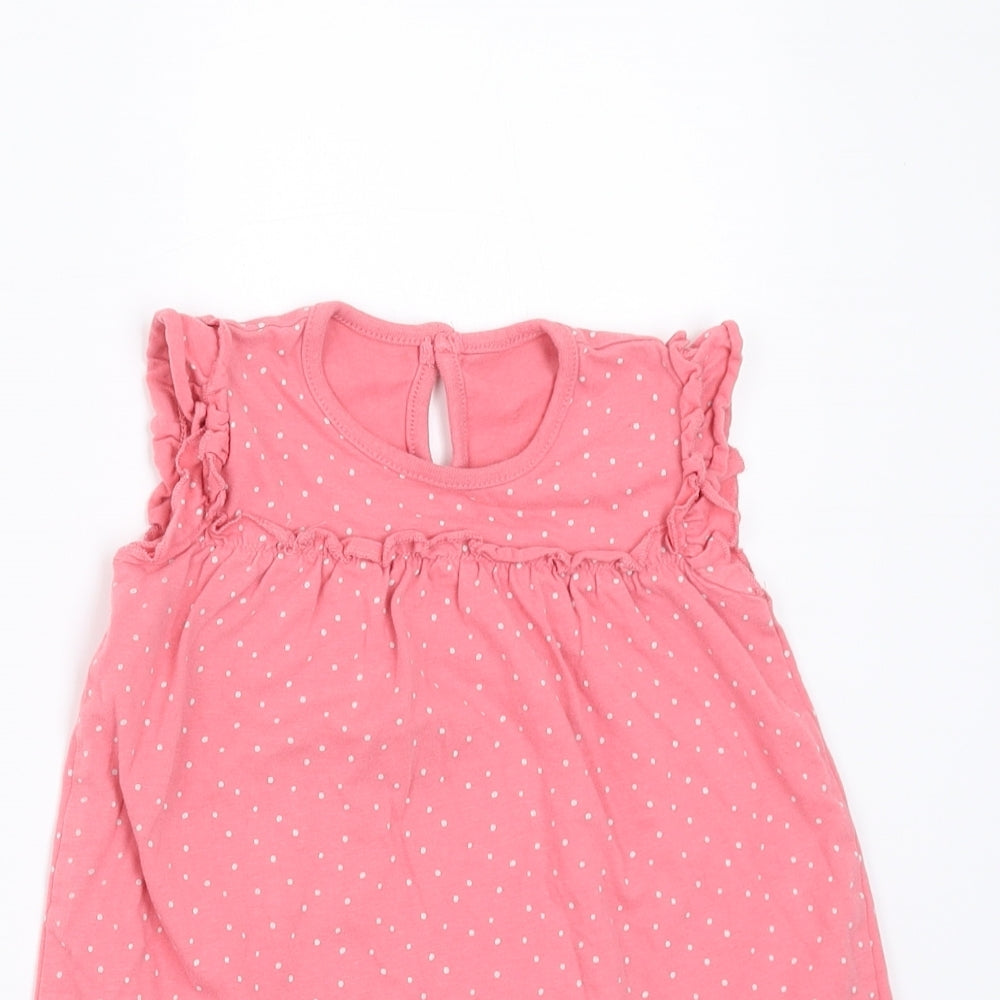 George Girls Pink Polka Dot  T-Shirt Dress  Size 12-18 Months