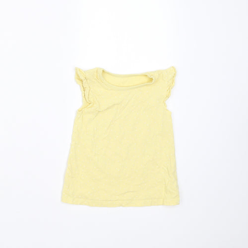 George Girls Yellow Polka Dot  Basic T-Shirt Size 12-18 Months