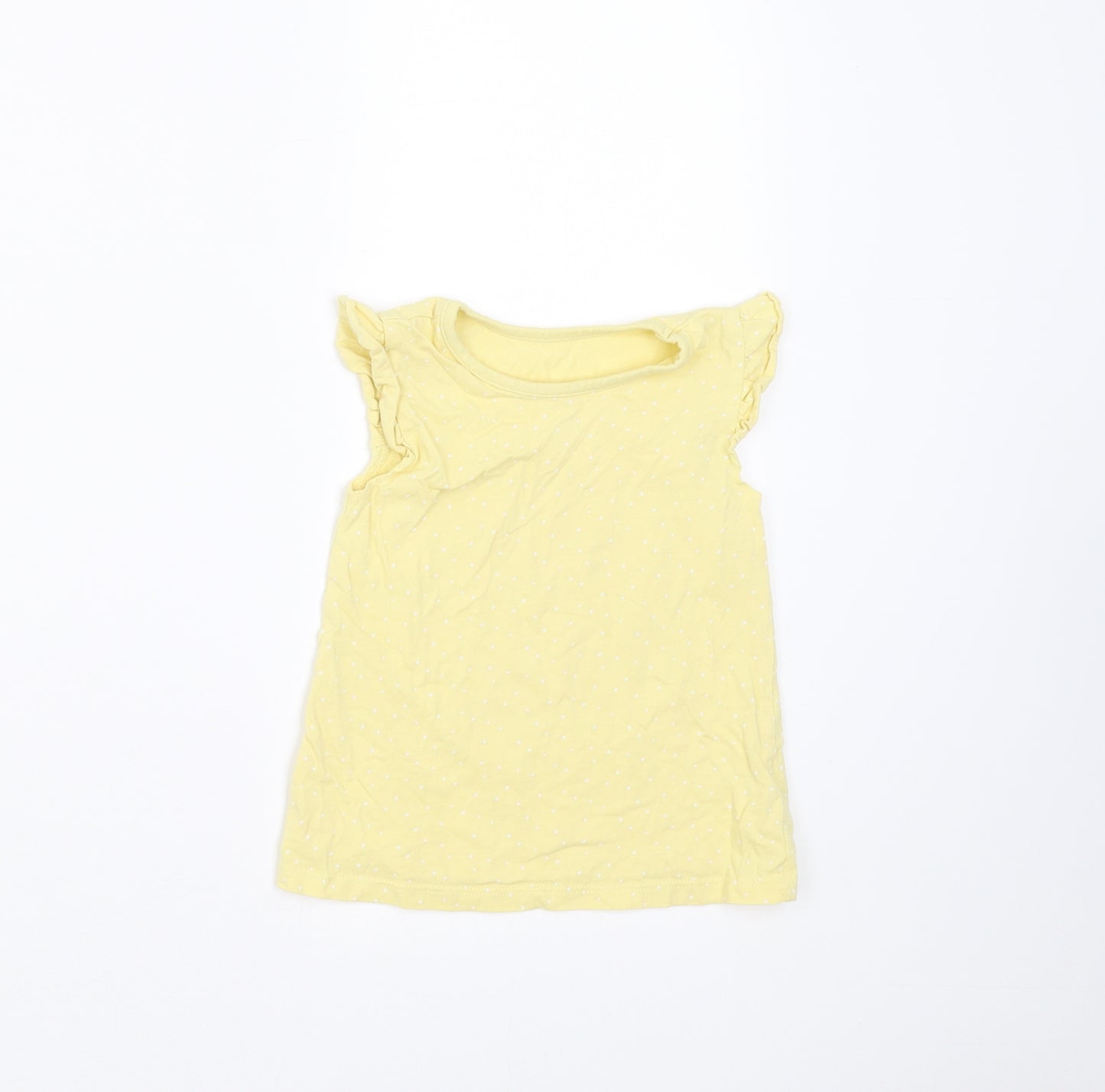 George Girls Yellow Polka Dot  Basic T-Shirt Size 12-18 Months