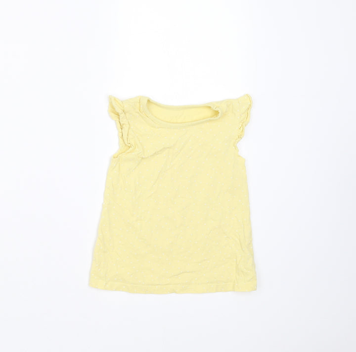 George Girls Yellow Polka Dot  Basic T-Shirt Size 12-18 Months