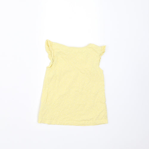 George Girls Yellow Polka Dot  Basic T-Shirt Size 12-18 Months