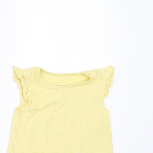 George Girls Yellow Polka Dot  Basic T-Shirt Size 12-18 Months