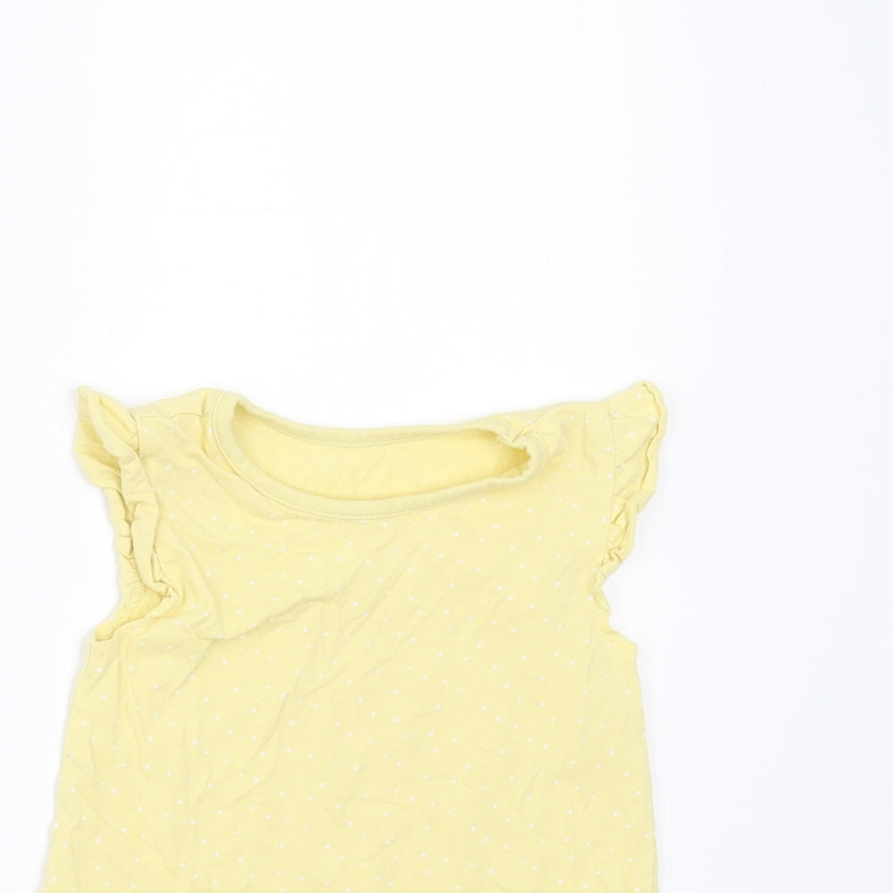 George Girls Yellow Polka Dot  Basic T-Shirt Size 12-18 Months