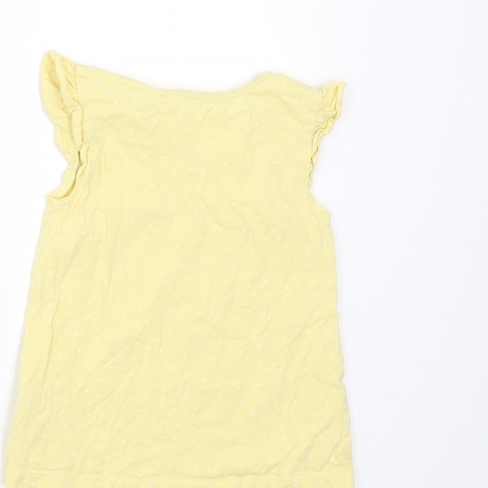 George Girls Yellow Polka Dot  Basic T-Shirt Size 12-18 Months