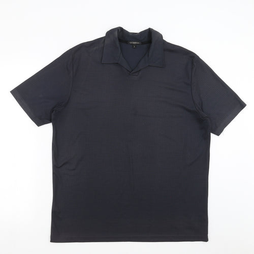 George Mens Grey Check   Polo Size L