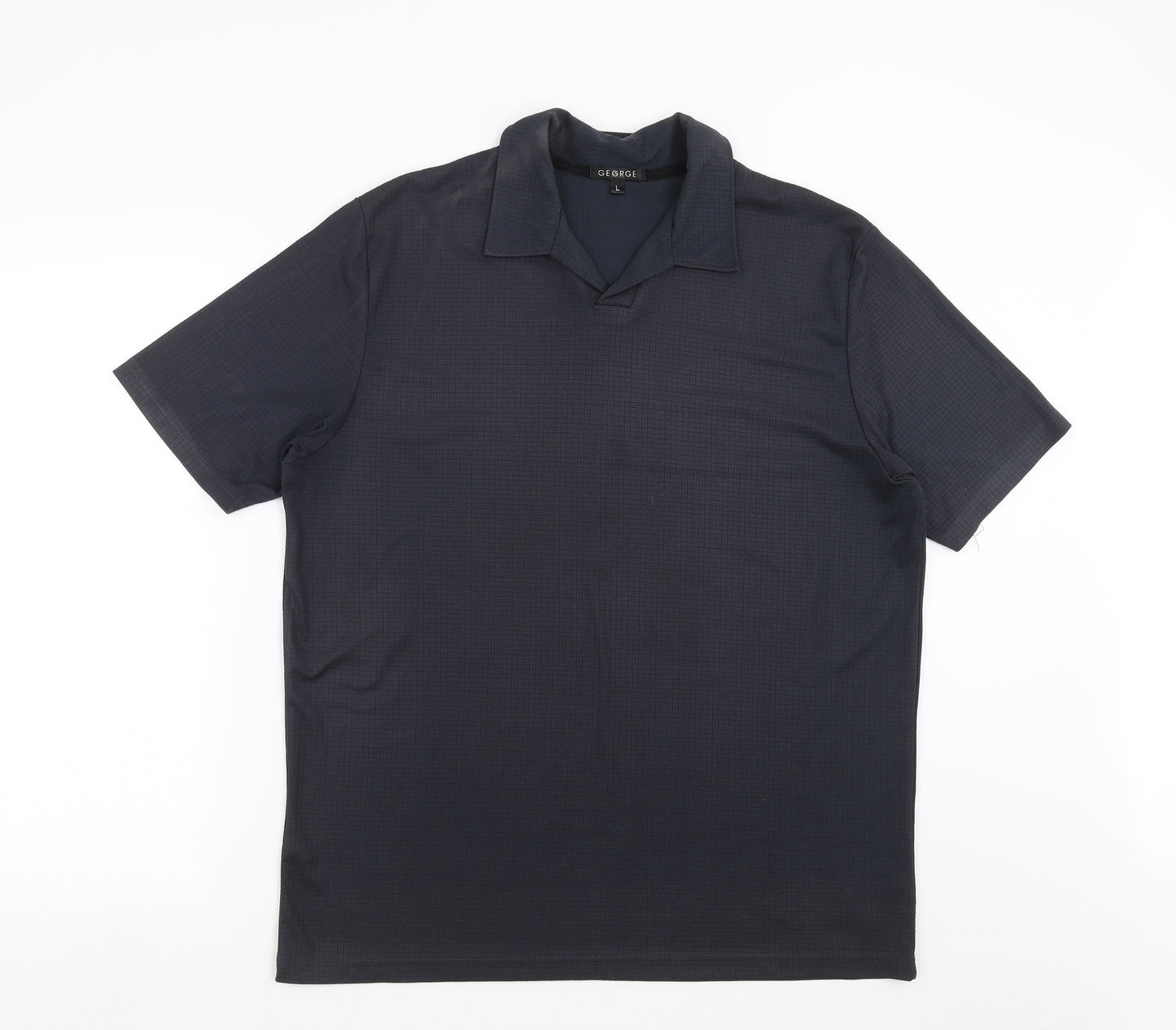 George Mens Grey Check   Polo Size L