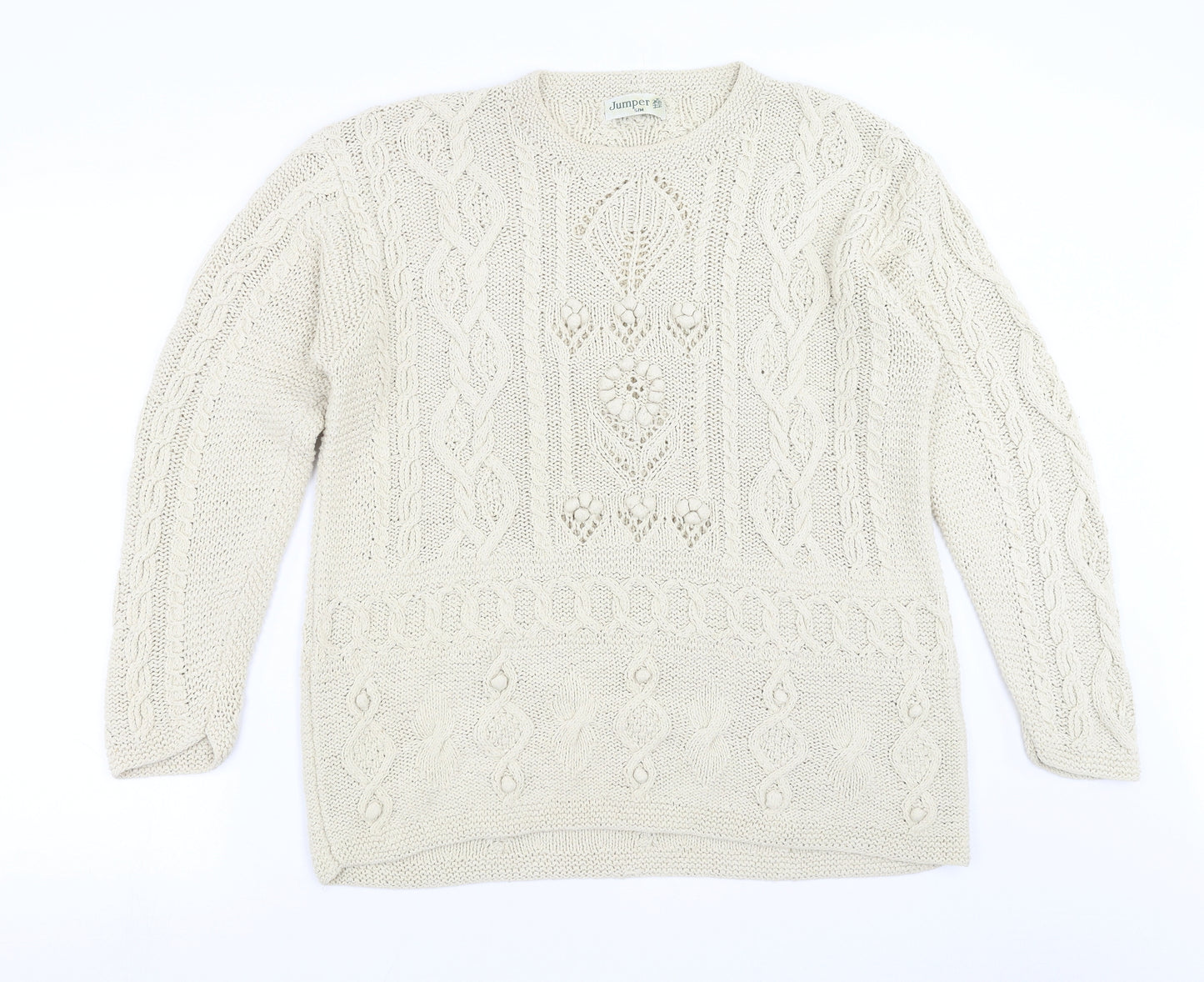 Jumper Womens Beige Geometric Knit Pullover Jumper Size S