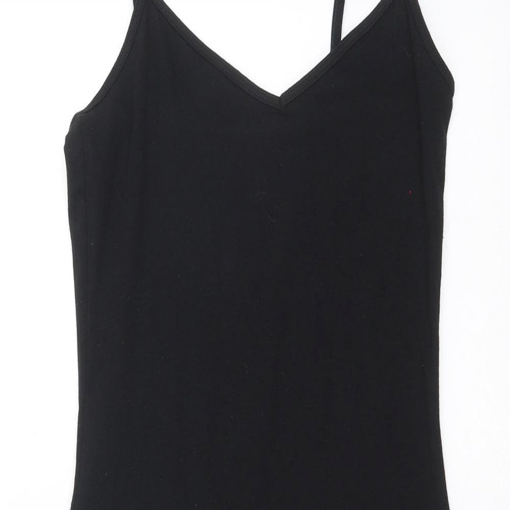 Primark Womens Black   Camisole T-Shirt Size 8  - long line