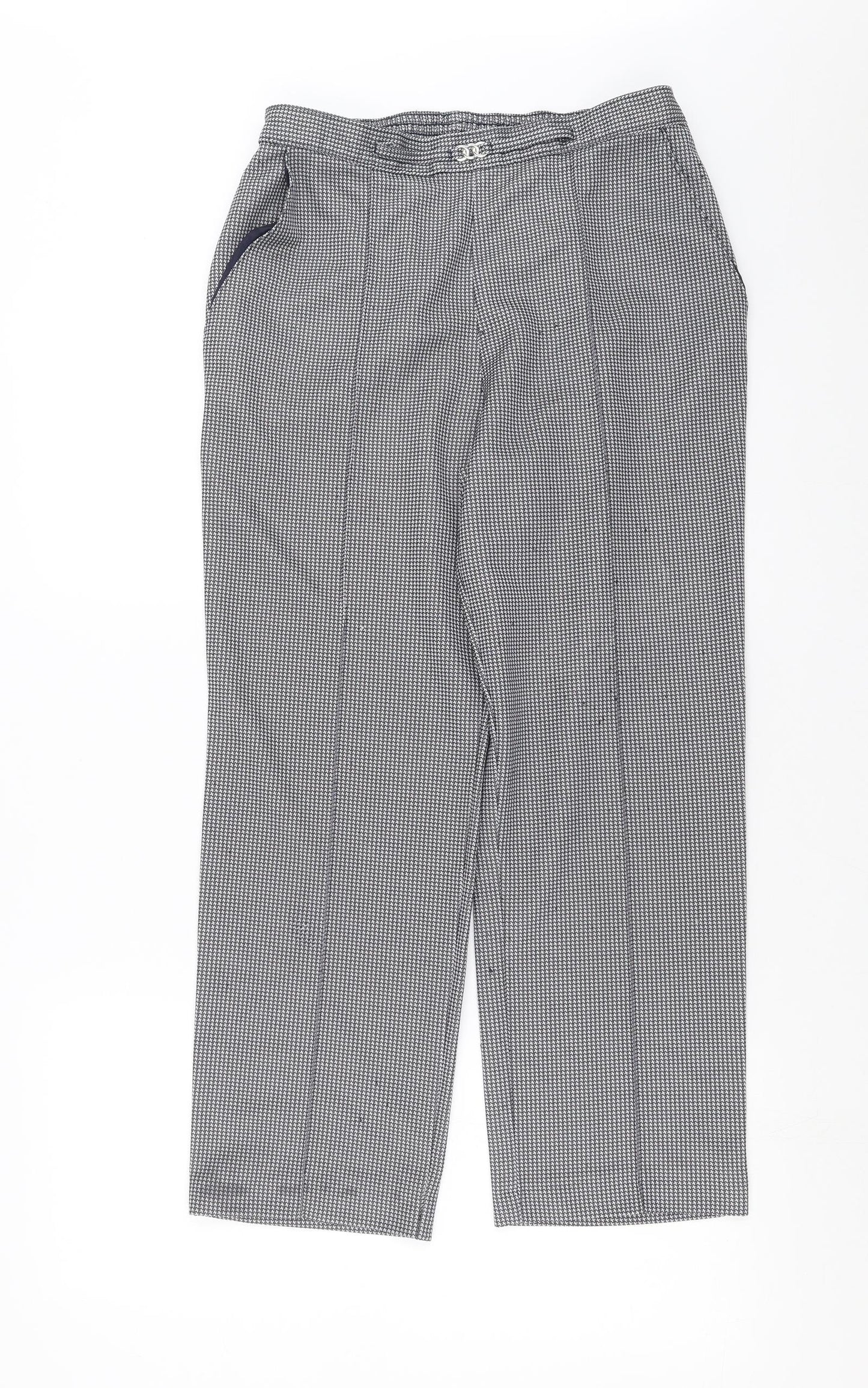 Marks and Spencer Womens Blue Houndstooth  Trousers  Size 14 L26 in