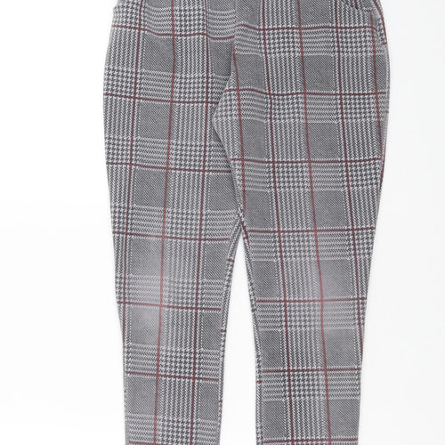Boohoo Womens Grey Check  Trousers  Size 10 L26 in