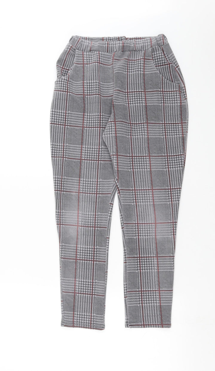 Boohoo Womens Grey Check  Trousers  Size 10 L26 in