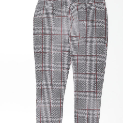 Boohoo Womens Grey Check  Trousers  Size 10 L26 in
