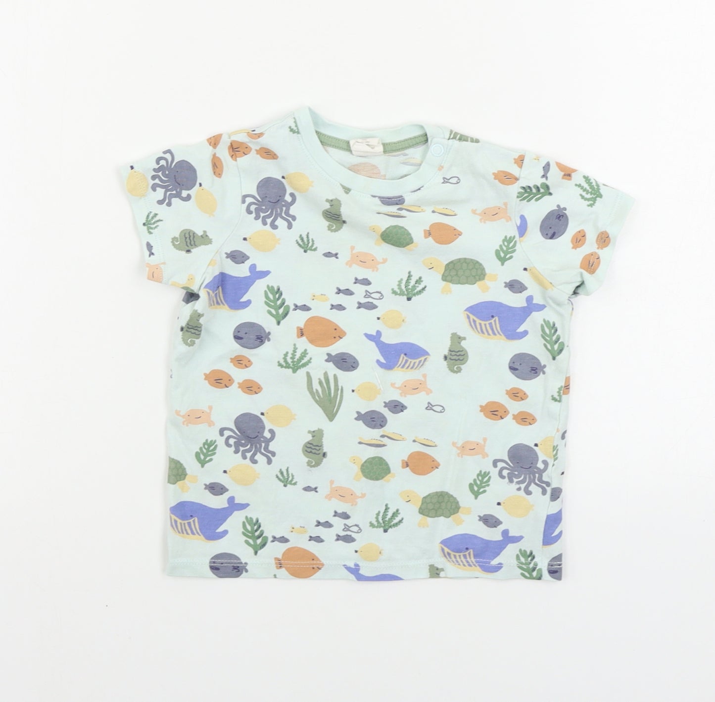 H&M  Boys Blue Animal Print  Basic T-Shirt Size 12-18 Months