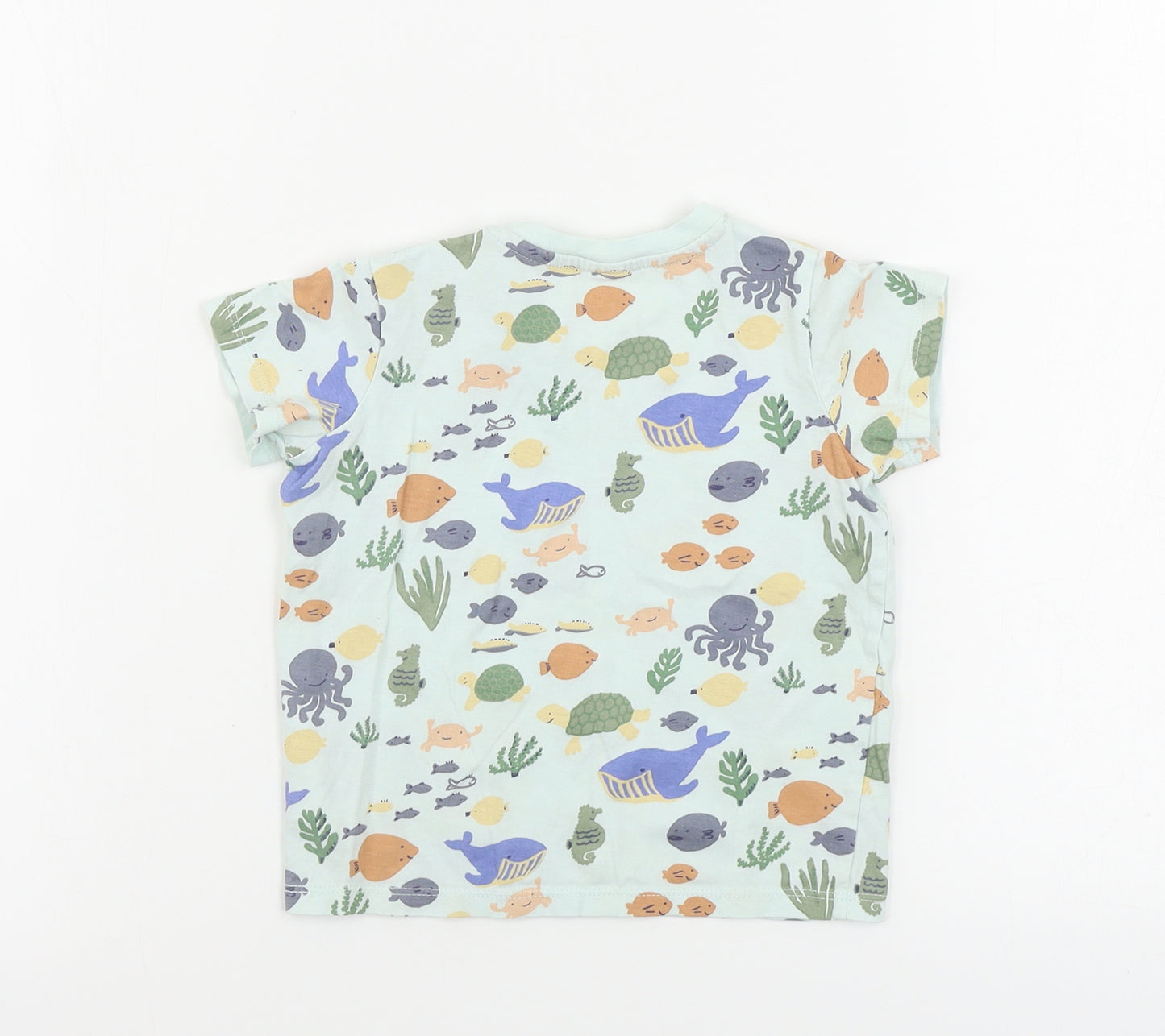 H&M  Boys Blue Animal Print  Basic T-Shirt Size 12-18 Months