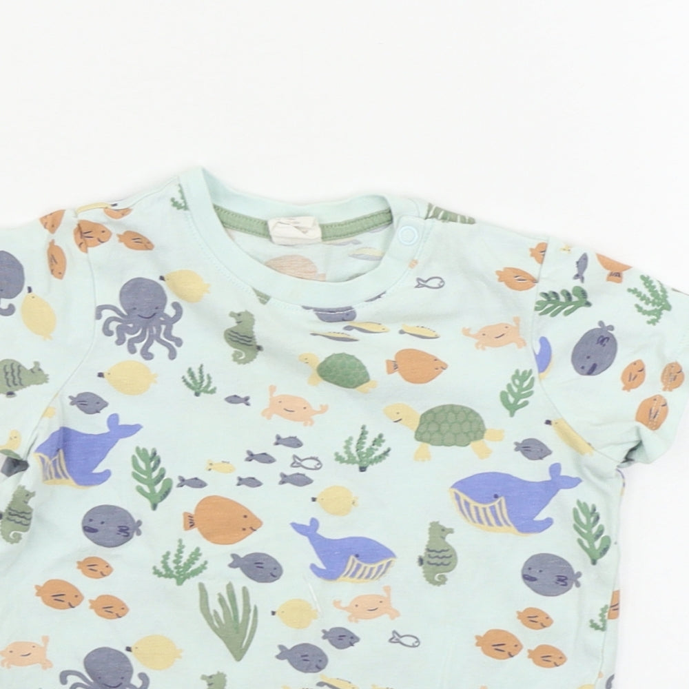 H&M  Boys Blue Animal Print  Basic T-Shirt Size 12-18 Months