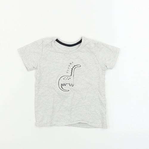 George Boys Grey   Basic T-Shirt Size 12-18 Months  - Dinosaur print