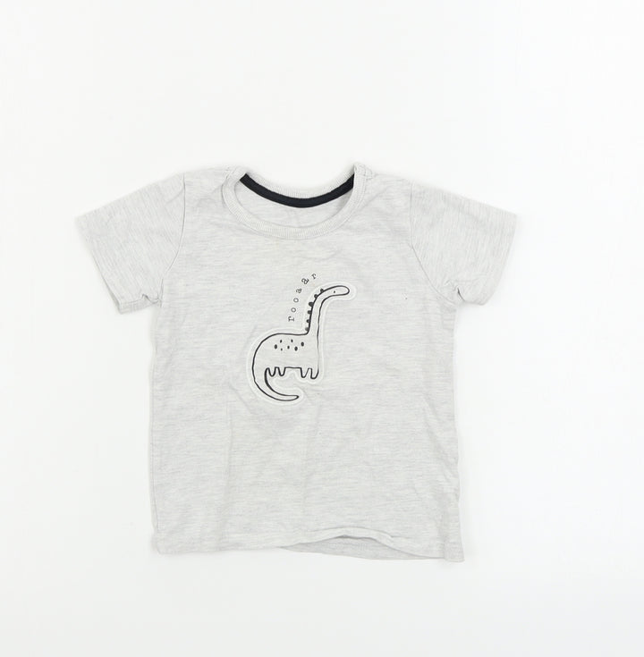 George Boys Grey Basic T-Shirt Size 12-18 Months - Dinosaur print