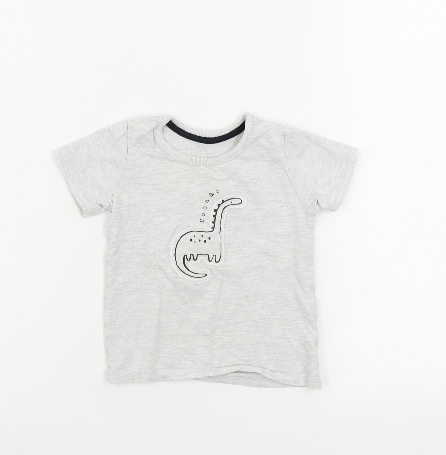 George Boys Grey   Basic T-Shirt Size 12-18 Months  - Dinosaur print