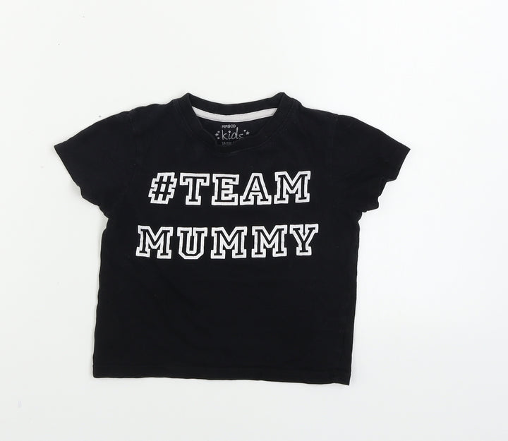 Pep&co      Boys Black   Basic T-Shirt Size 3-4 Years
