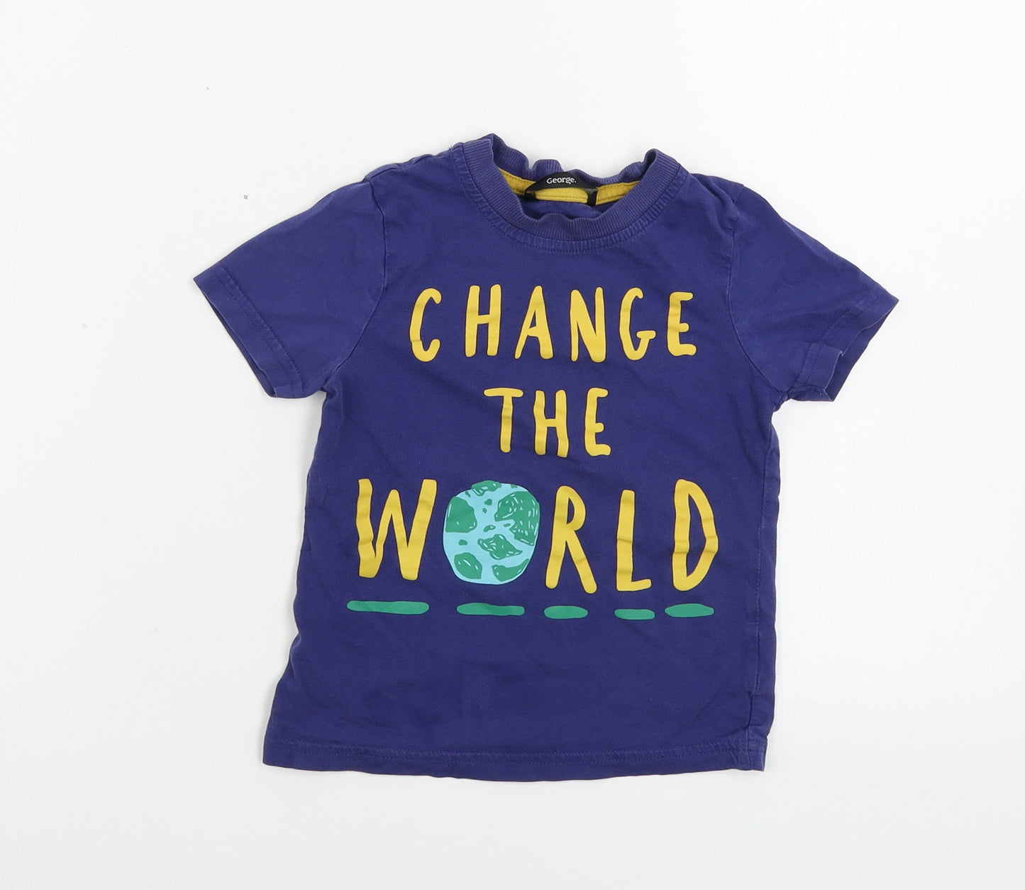 George  Boys Blue   Basic T-Shirt Size 3-4 Years