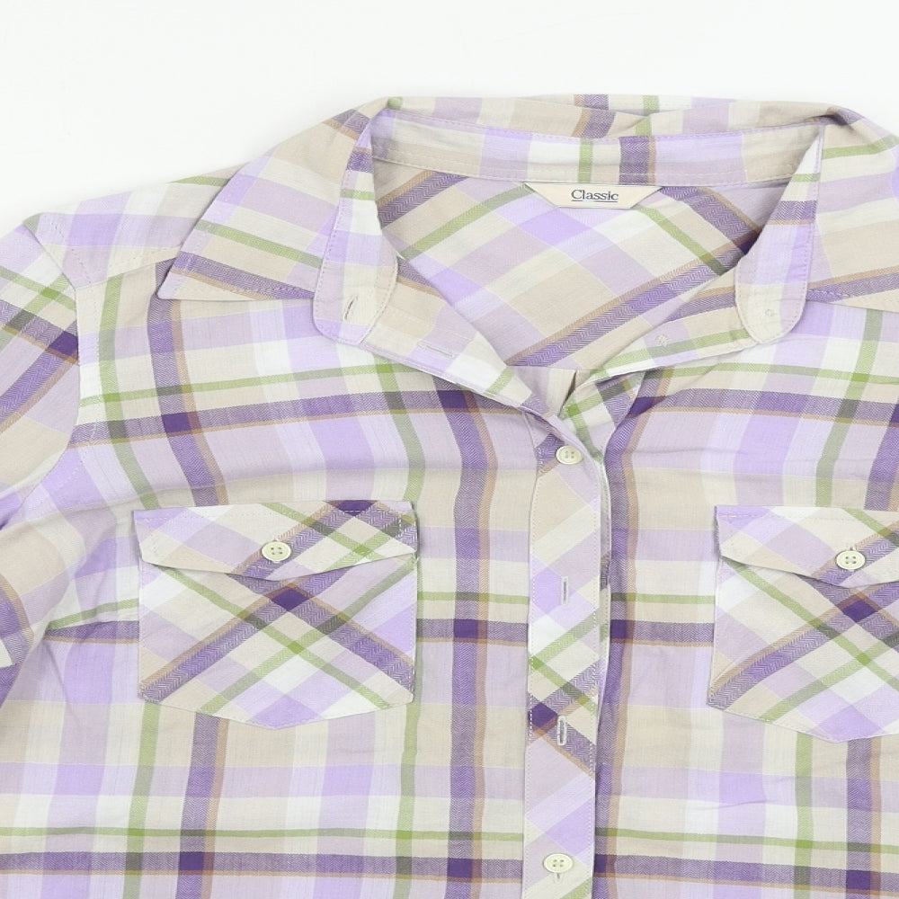 Marks and Spencer  Womens Purple Check  Basic Button-Up Size 10
