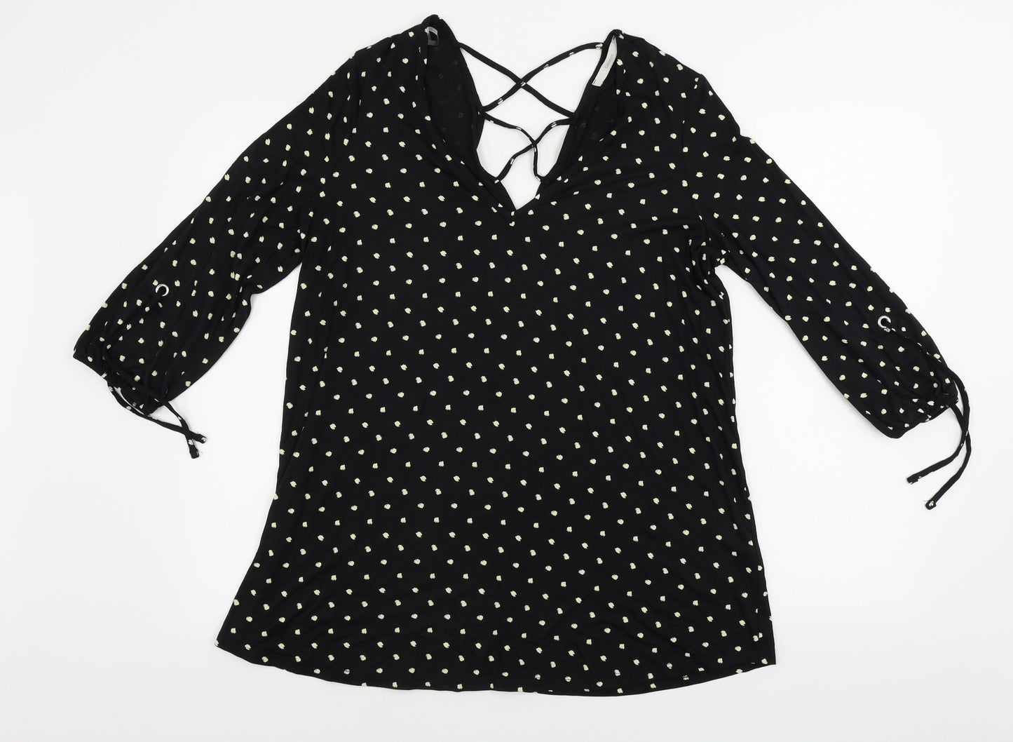 George  Womens Black Polka Dot  Basic Blouse Size 16