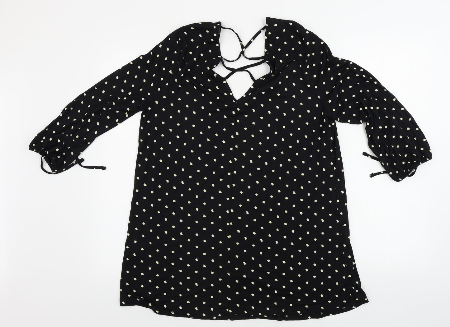 George  Womens Black Polka Dot  Basic Blouse Size 16