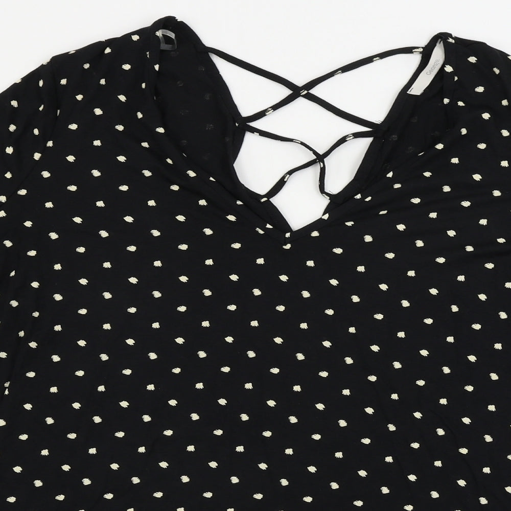 George  Womens Black Polka Dot  Basic Blouse Size 16