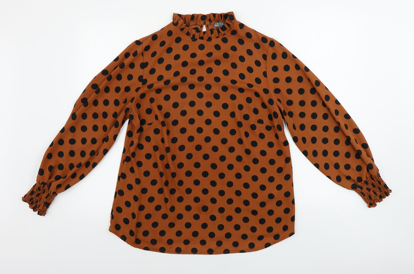 Papaya Womens Brown Polka Dot  Basic Blouse Size 14