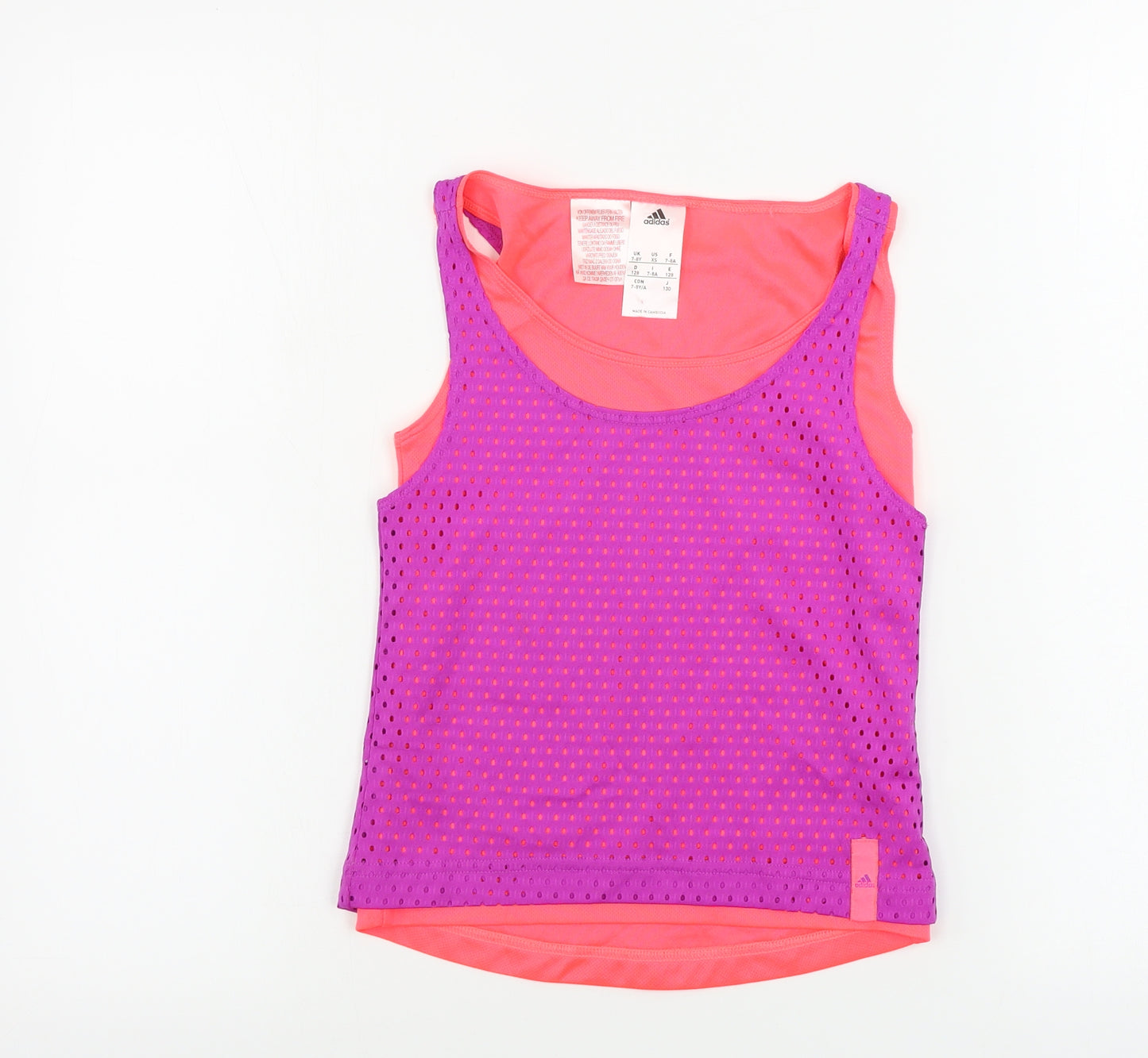 adidas  Girls Purple   Basic T-Shirt Size 7-8 Years