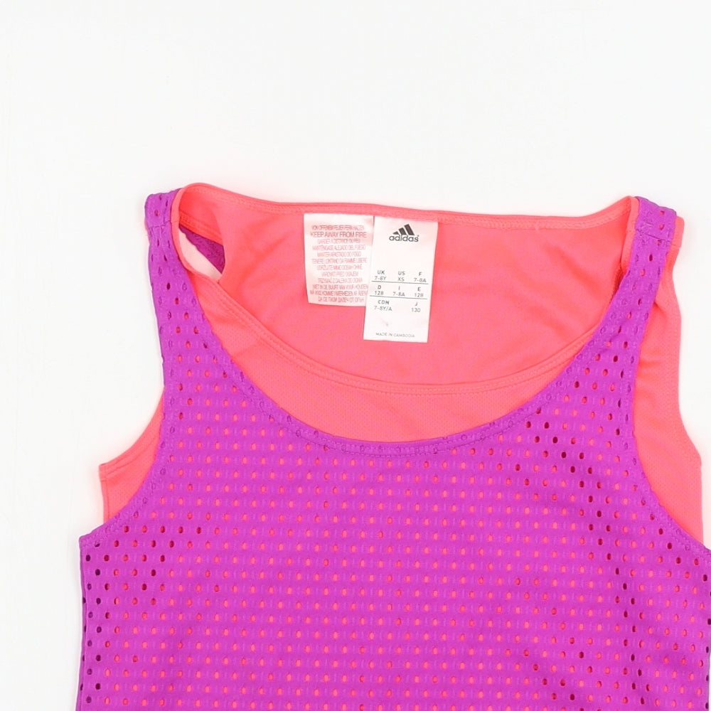 adidas  Girls Purple   Basic T-Shirt Size 7-8 Years