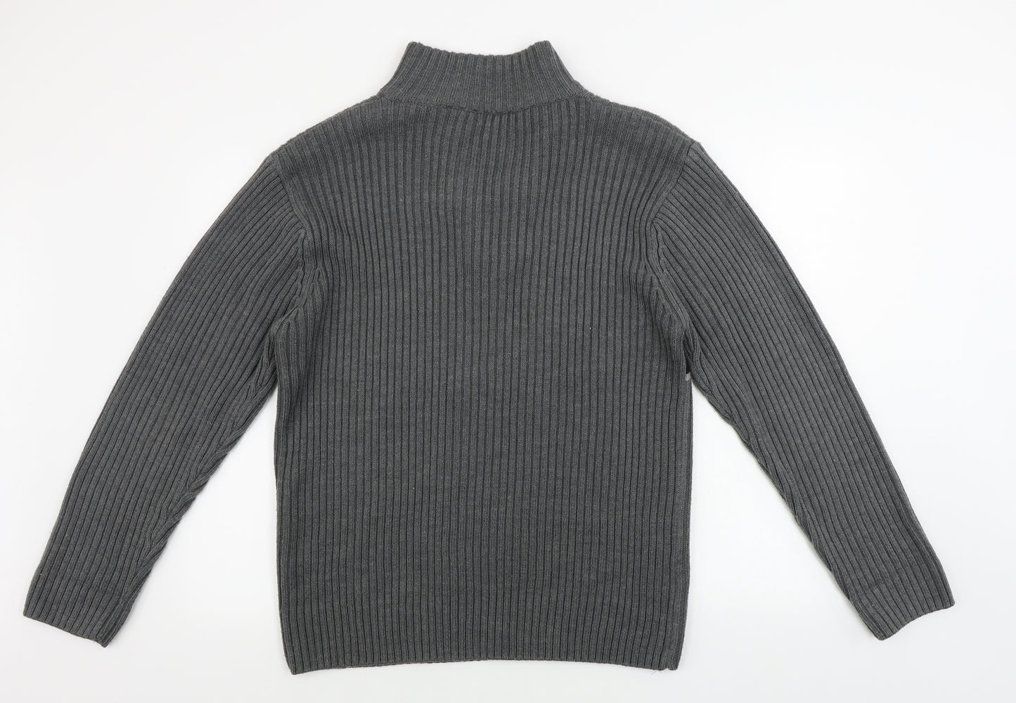 Cedar Wood State  Mens Grey Striped  Henley Jumper Size L