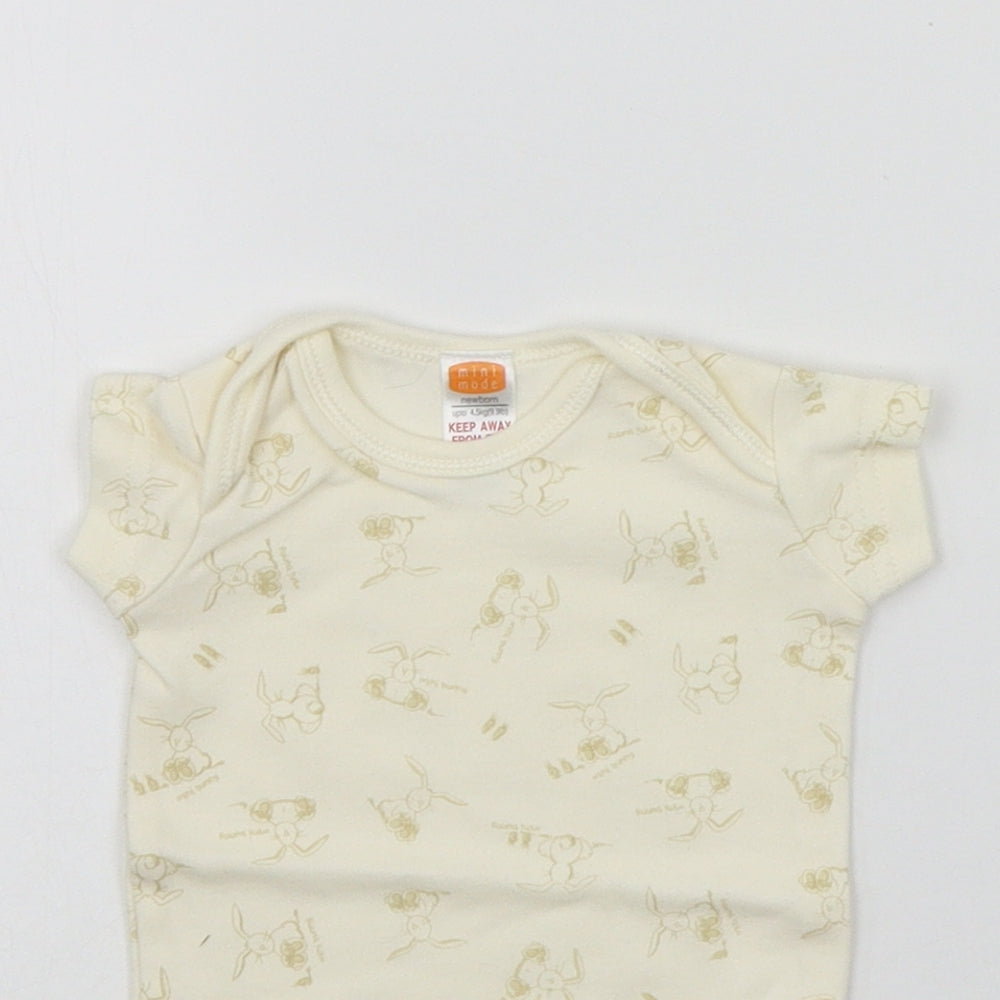 MINIMODE Baby Beige Geometric  Babygrow One-Piece Size Newborn