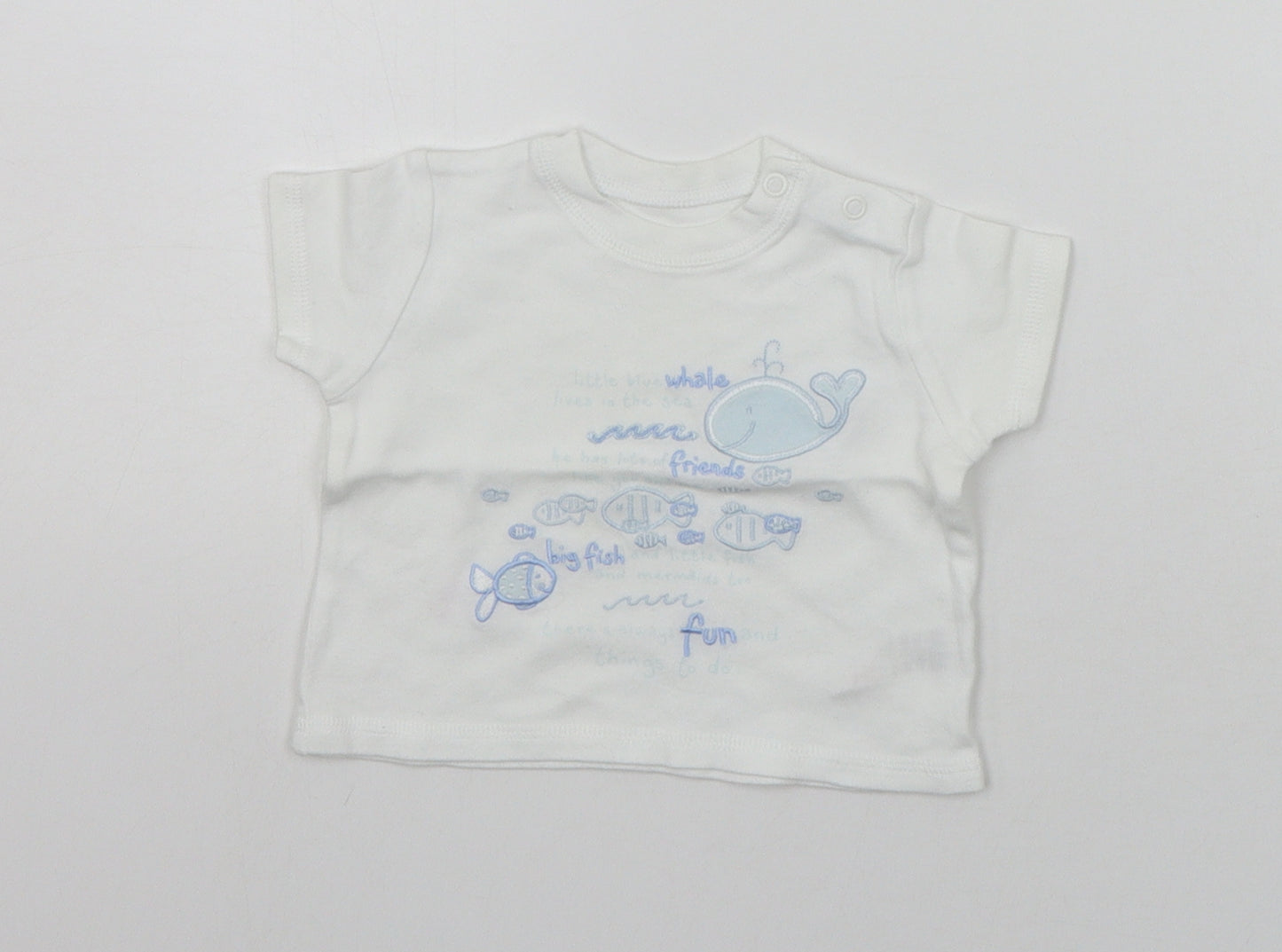 George Baby White   Basic T-Shirt Size Newborn  - details on chest