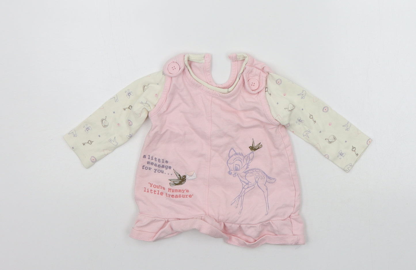 George Baby Pink Geometric  T-Shirt Dress  Size 6-9 Months  - details on chest
