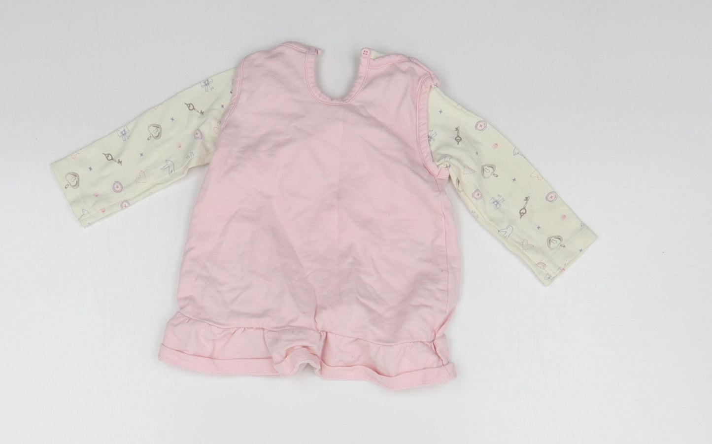 George Baby Pink Geometric  T-Shirt Dress  Size 6-9 Months  - details on chest