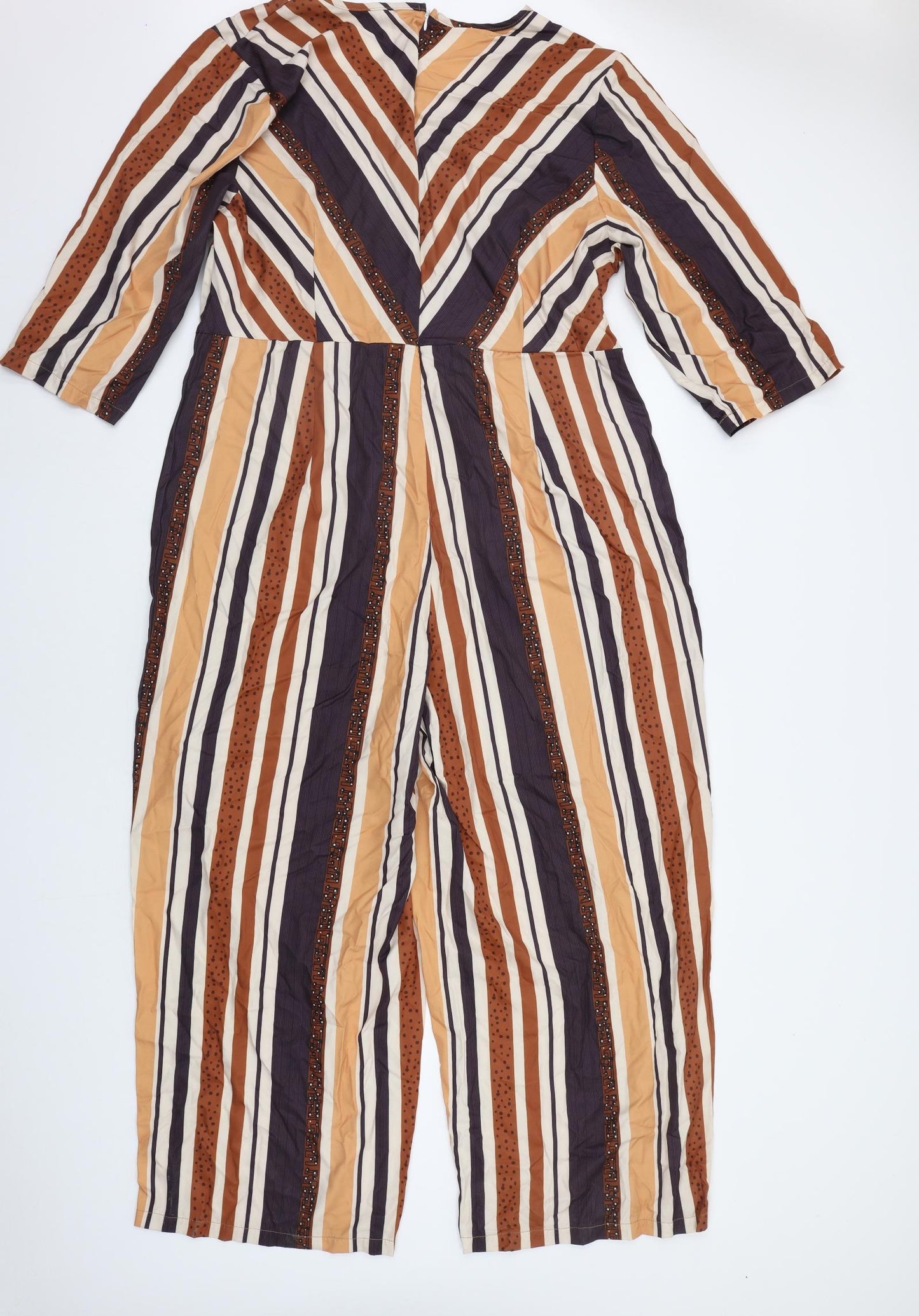 SheIn Womens Beige Striped  Jumpsuit One-Piece Size 3XL L27 in