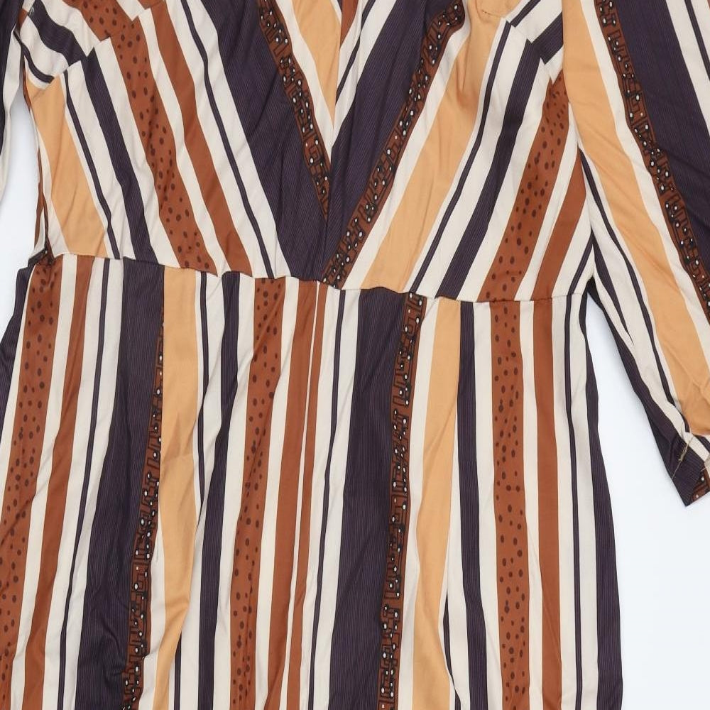 SheIn Womens Beige Striped  Jumpsuit One-Piece Size 3XL L27 in
