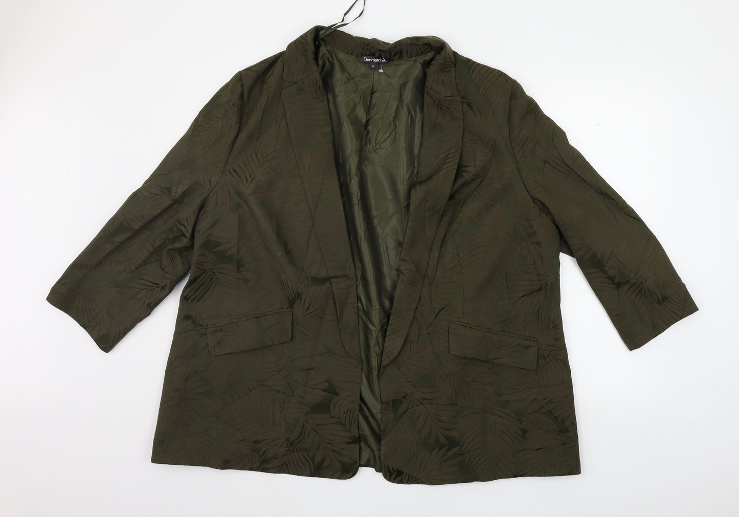 Bonmarche Womens Green Houndstooth  Jacket Blazer Size 24