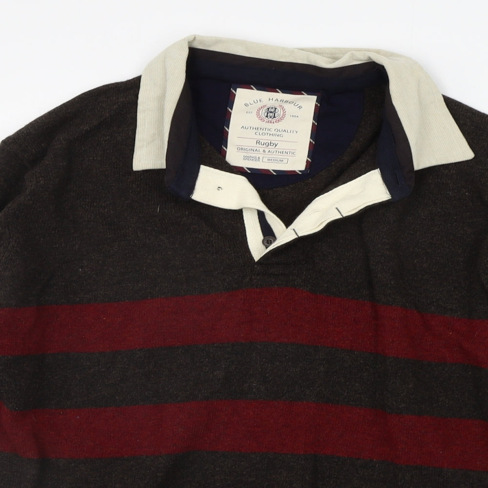Blue Harbour Mens Brown Striped  Pullover Jumper Size M
