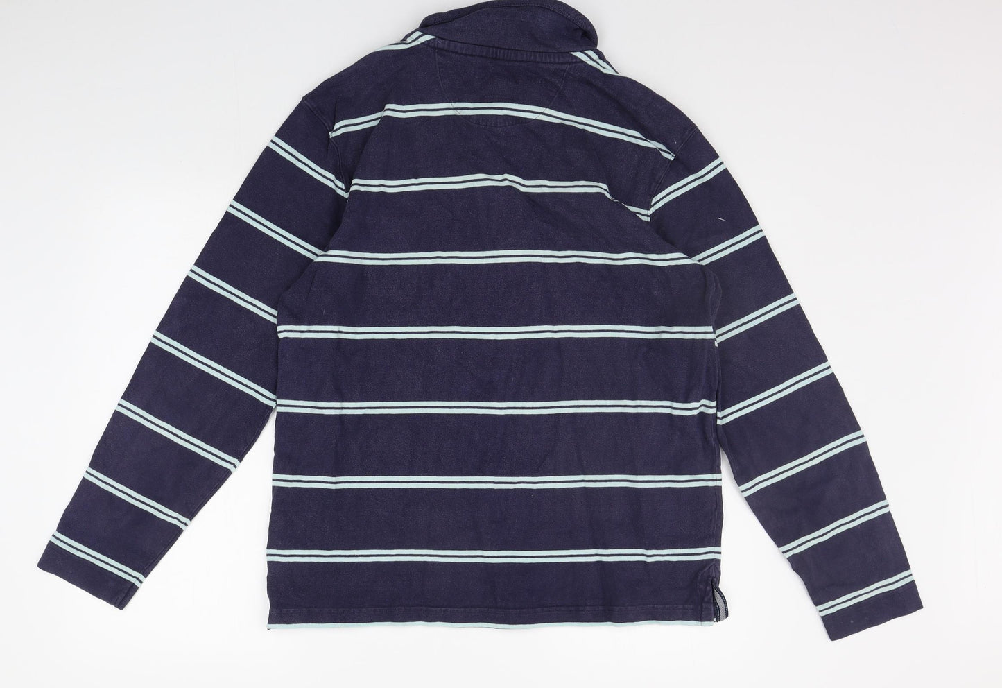 Marks and Spencer Mens Blue Striped   Button-Up Size M