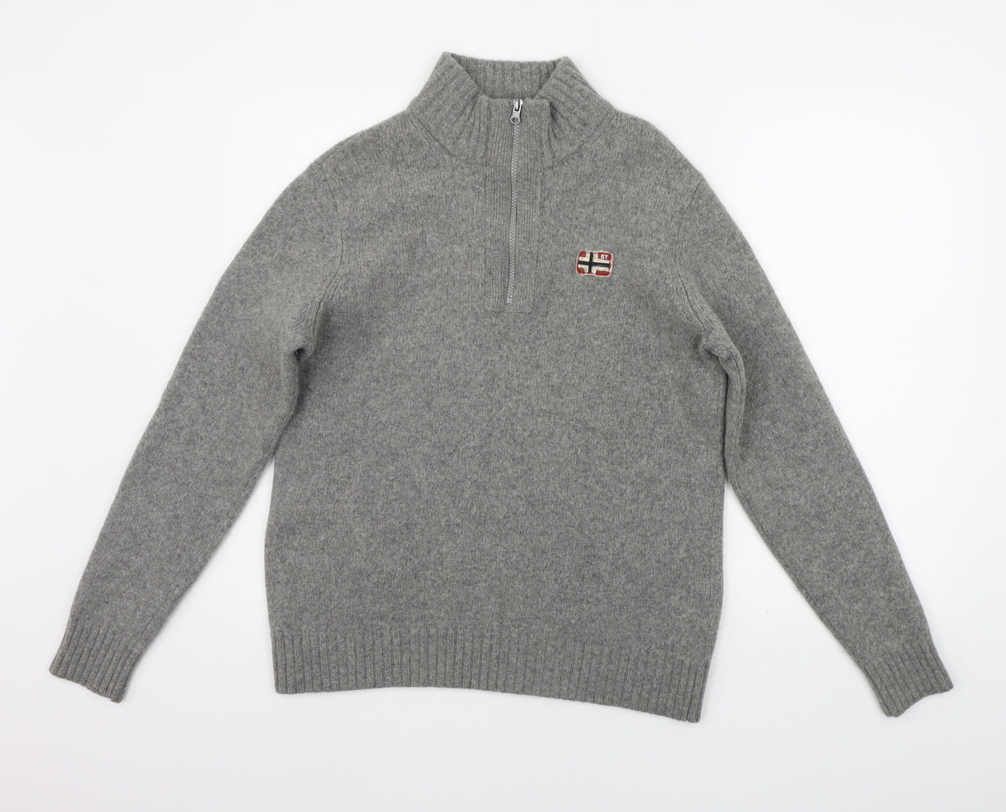 Napariji Mens Grey Houndstooth  Pullover Jumper Size S