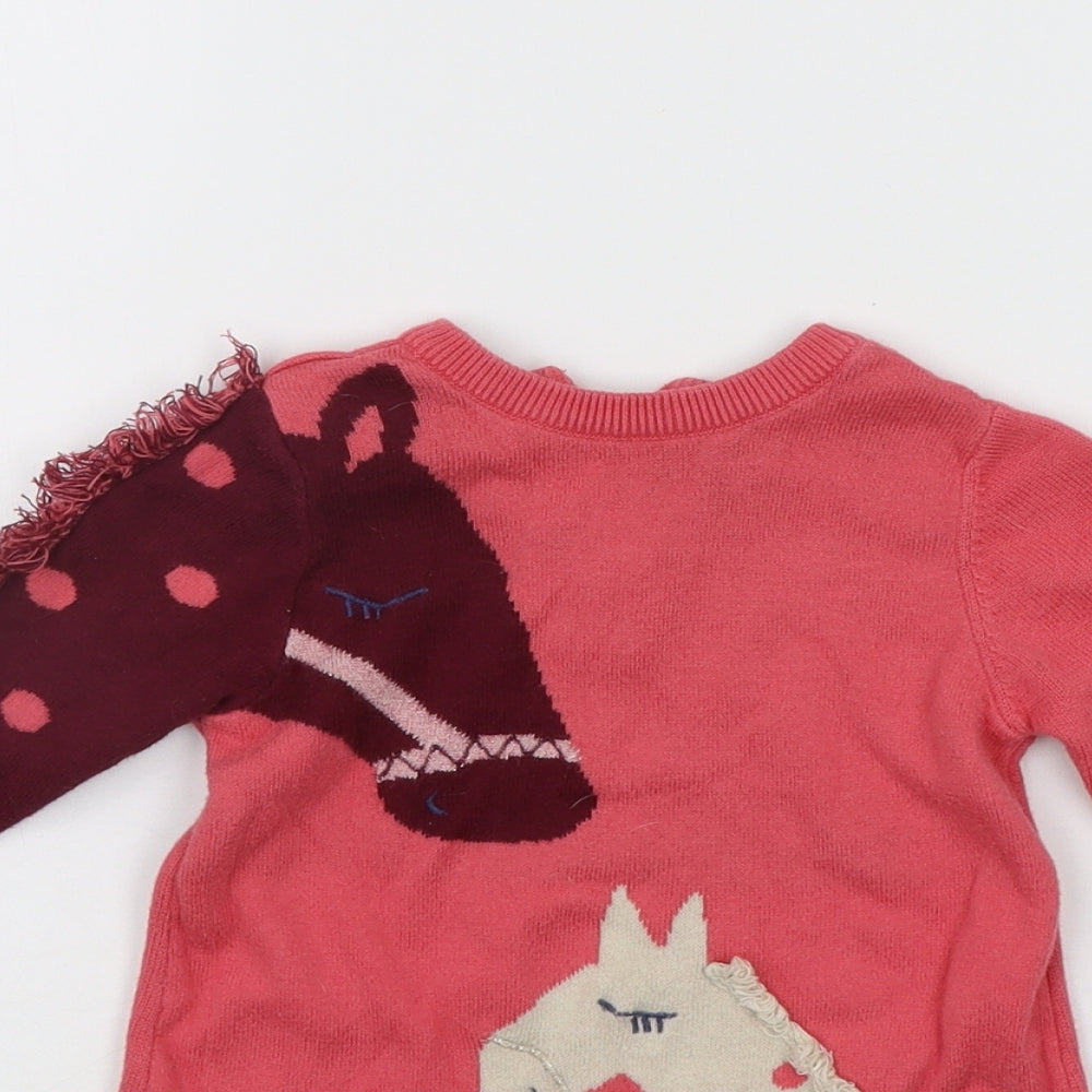 Marks and Spencer Baby Pink   Jumper Dress  Size 9-12 Months  - horses detail