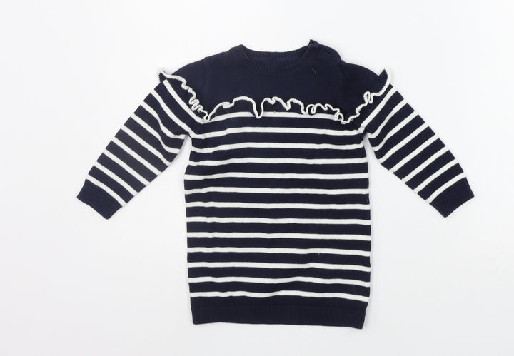 Matalan Baby Blue Striped Jumper Dress Size 9-12 Months