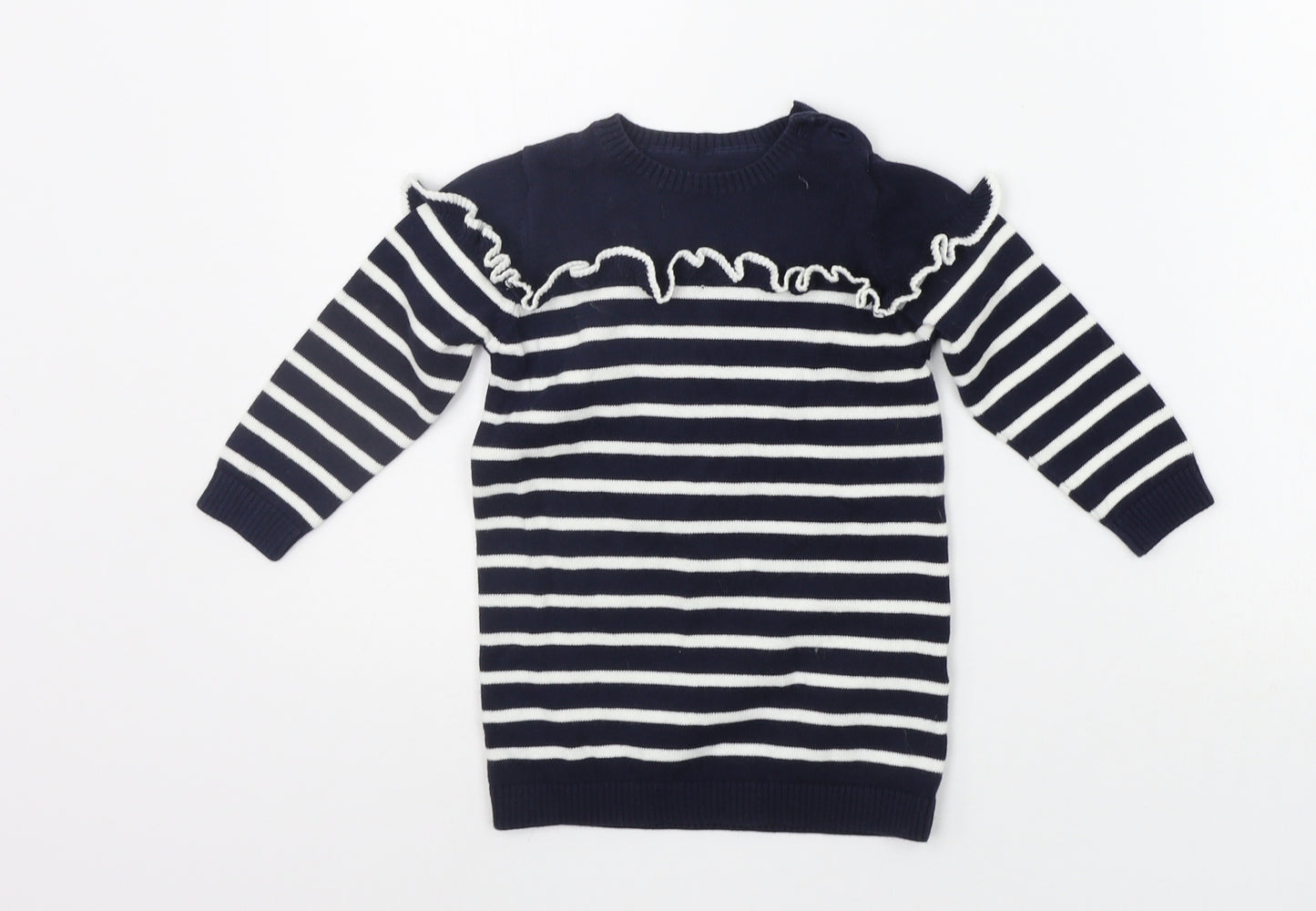 Matalan Baby Blue Striped  Jumper Dress  Size 9-12 Months
