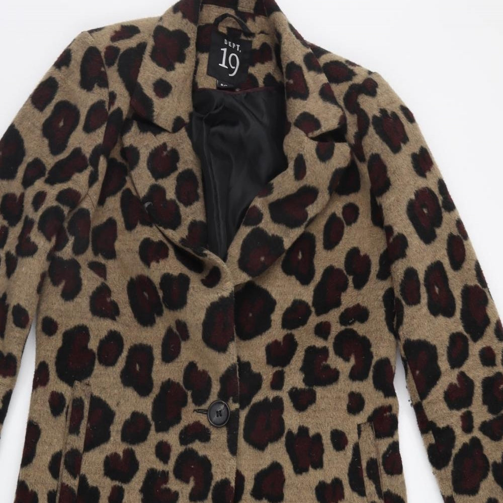 DEPT 19 Womens Beige Animal Print  Jacket Coat Size 8