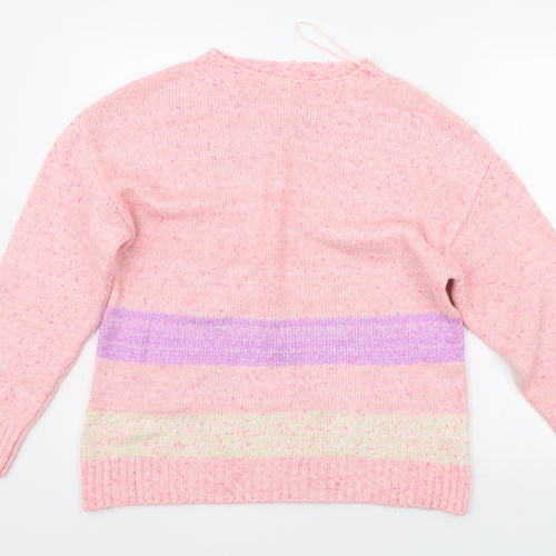 Nutmeg Womens Pink Striped  Pullover Jumper Size 12